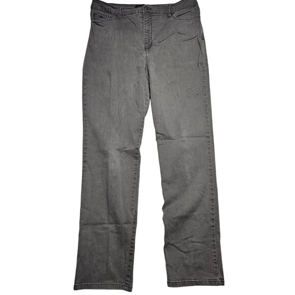 Gloria Vanderbilt Amanda Jeans Size 14 Grey Classic High Rise Stretch Straight - Picture 1 of 10